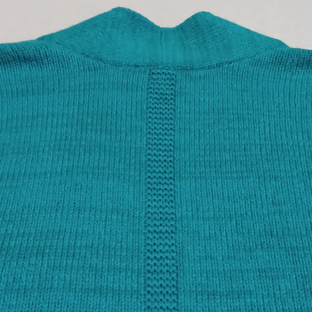 J. Jill Cardigan Womens M Oceanside Teal Open Front Woven Accent Back Sweater - Picture 14 of 15